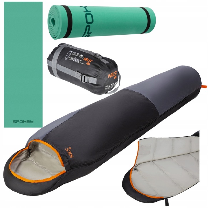 Turistický spací pytel Ultra Light S Kapucí Kempingový 215 x 75 cm + Karimatka Spacák