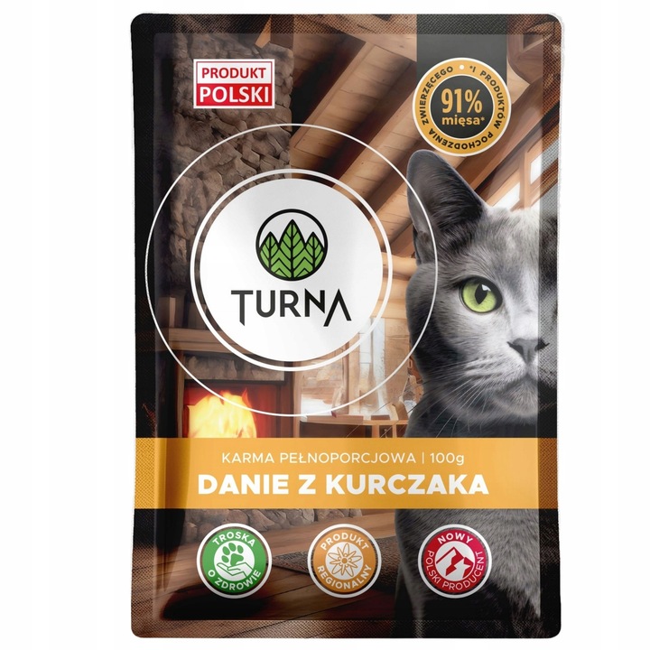TURNA Cats Krmivo krmivo pro kočky s kuřecím masem 100 g bez obilovin 91 % masa