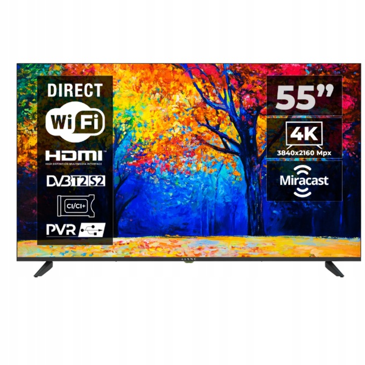 Televizor Kiano KE55 55 palců - 4K UHD, Android 11, D-LED, DVB-T2