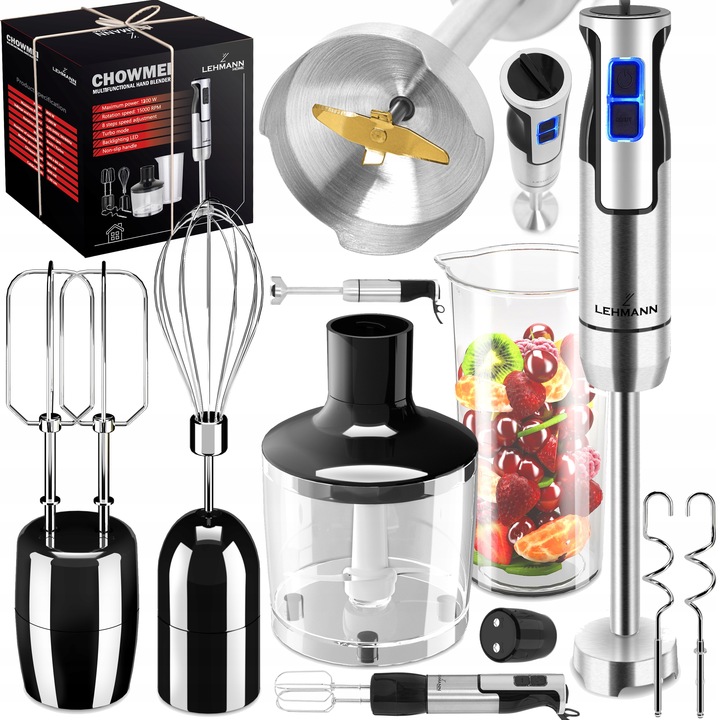 Tyčový mixér Lehmann Chowmei PRO - zesílená čepel, 800 W, stříbrný/šedý