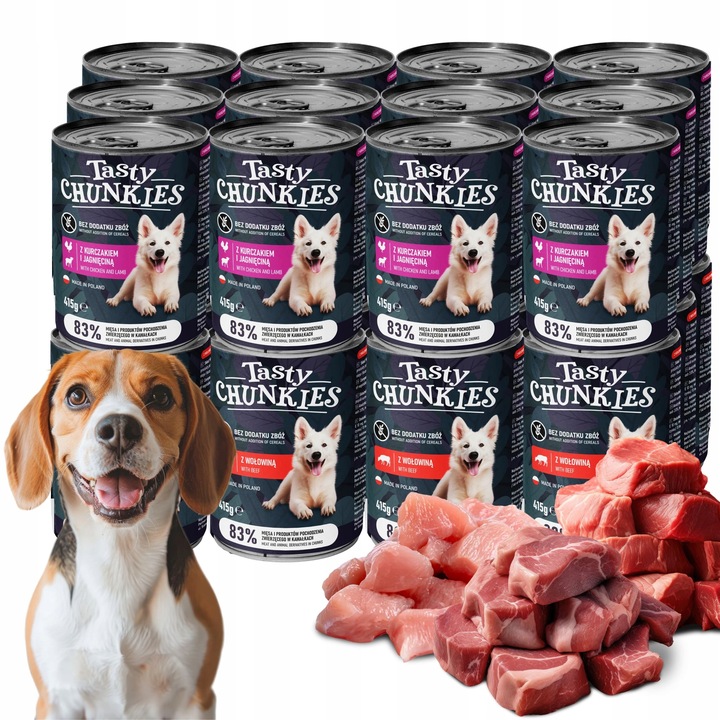 Tasty Chunkies vlhké krmivo pro dospělého psa mix chutí 83% MASA 24x415g