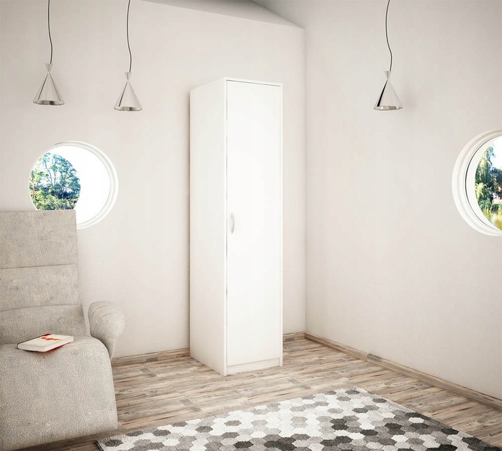 Úzká šatní skříň SIMELA - šířka 45 cm, bílá