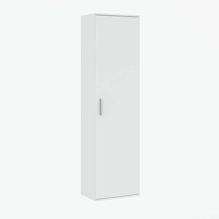Úzká šatní policová skříň 50 cm SAVOY - bílá VÝPRODEJ