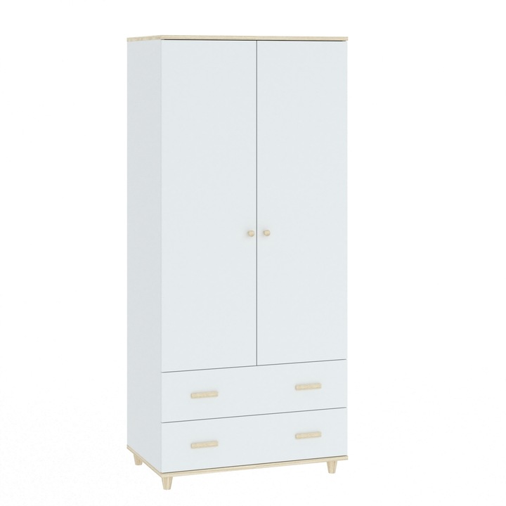 Úzká šatní skříň se šuplíky 80 cm WALLER - bílá