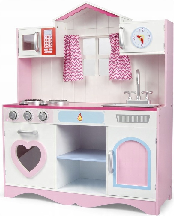 Velká dřevěná kuchyňka Pink Play se světelnými a zvukovými efekty