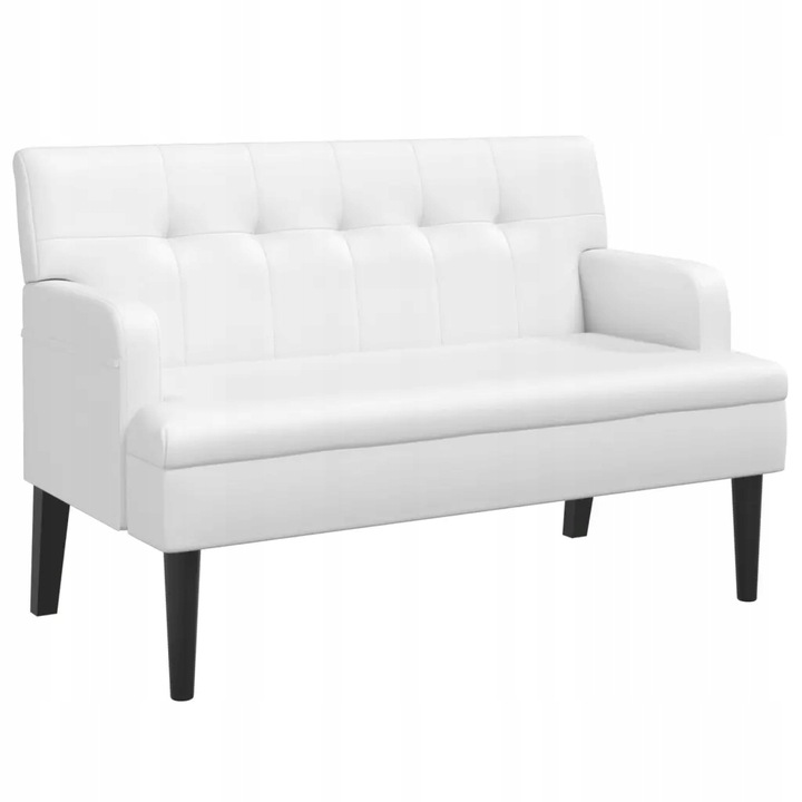 vidaXL Lavice s opěradlem, bílá, 112 x 65,5 x 75 cm, umělá kůže