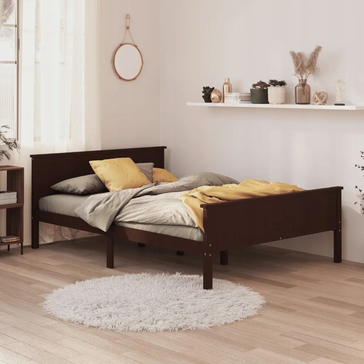vidaXL Rám postele, tmavě hnědá barva, masivní borovicové dřevo, 120 x 200 cm