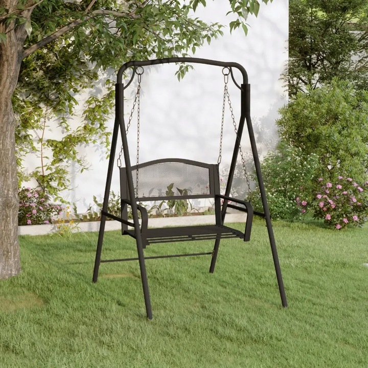 vidaXL Zahradní houpačka, 124 cm, černá, ocelová