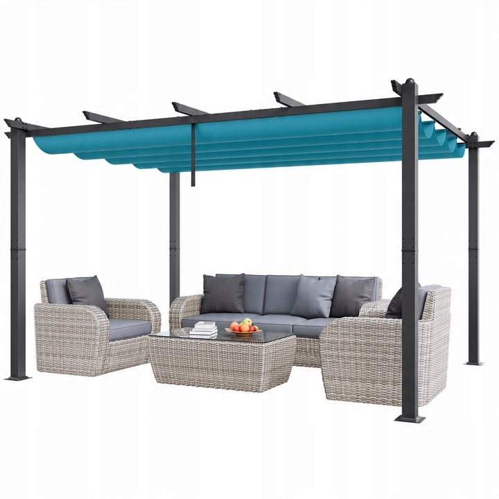 Venkovní zatahovací pergola 10"x13" se sluneční stříškou z hliníkové bulky