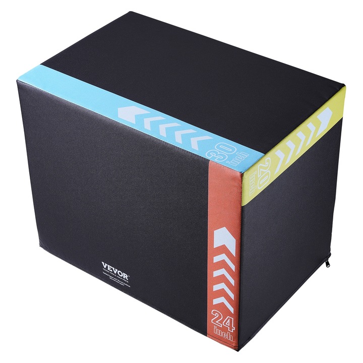 VEVOR Skrzynia Do Ćwiczeń 3W1 500x600x760MM Nośność 200KG Czarny Kolor