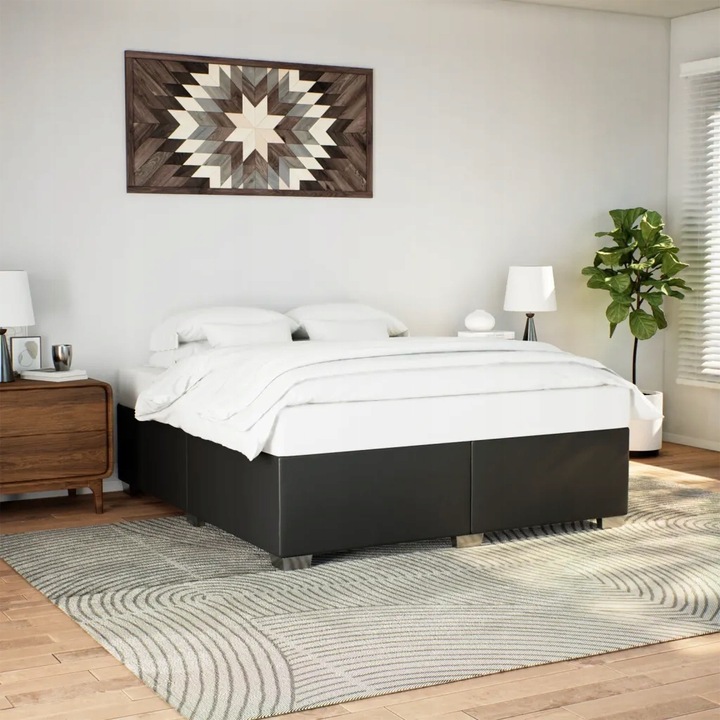 vidaXL Rám postele, černý, 200 x 200 cm, umělá kůže