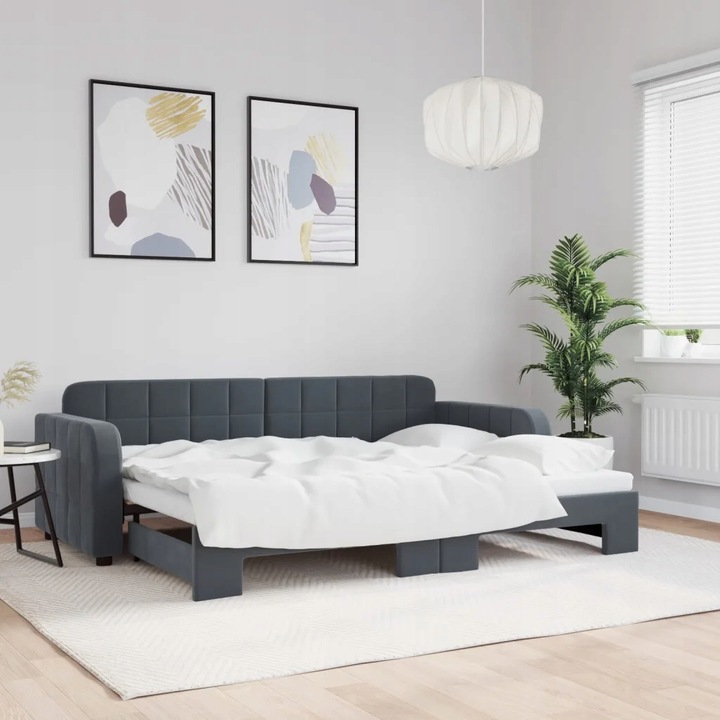vidaXL Rozkládací pohovka, tmavě zelená, 80 x 200 cm, samet