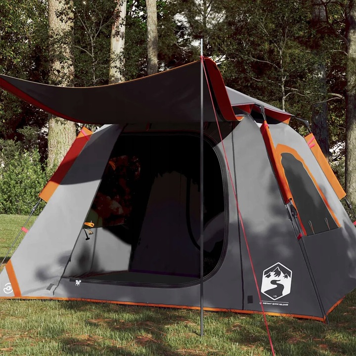 vidaXL Stan pro 4 osoby, šedo-oranžový, rychlé rozložení