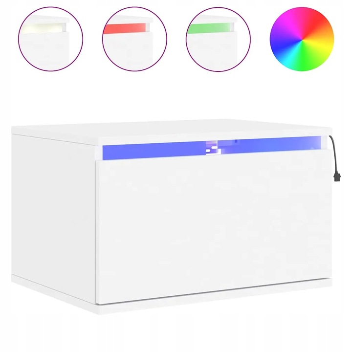 vidaXL Závěsný noční stolek s LED světlem, bílý