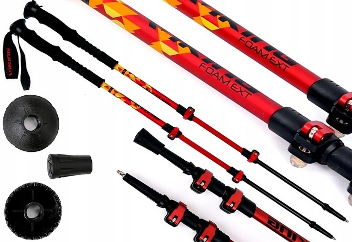 VIKING LHOTSE TREKINGOVÉ HOLE 65-135 CM ČERVENÉ