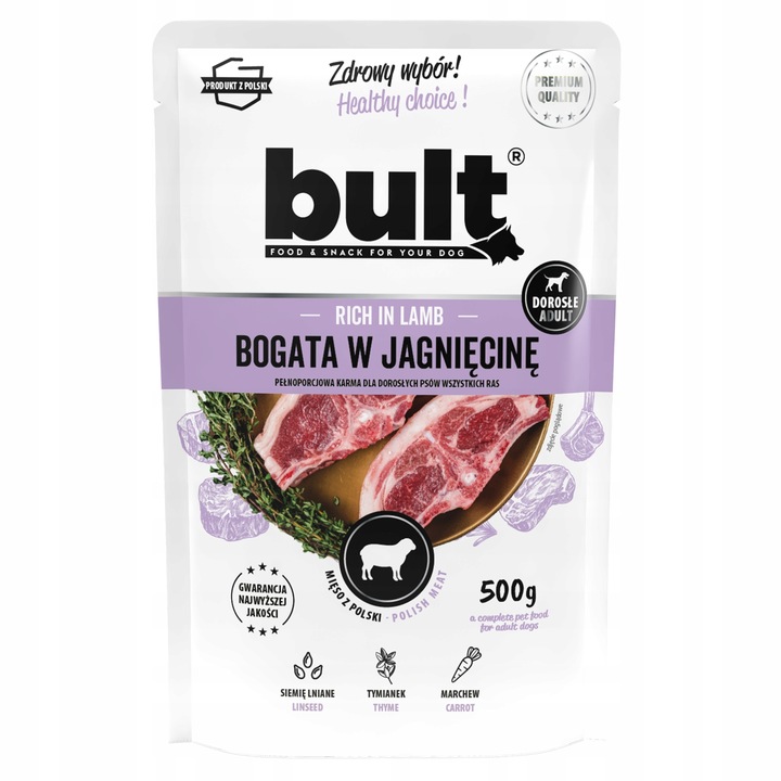 Vlhké krmivo pro psy BULT mleté maso bohaté na jehněčí maso 500 g LEVNĚ