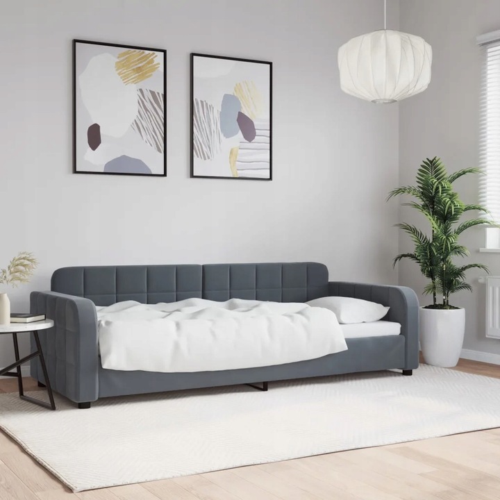 vidaXL Pohovka s funkcí spaní, tmavě šedá, 80 x 200 cm, sametová AKCE