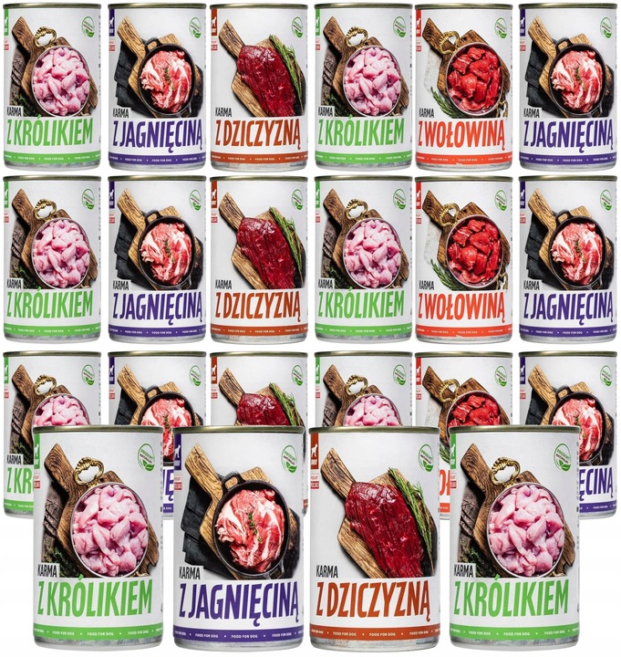 VLHKÉ KRMIVO PRO PSA 24 x 400 g. MLETÉ MASO V PLECHOVCE TUF TUF MIX 9,6 kg