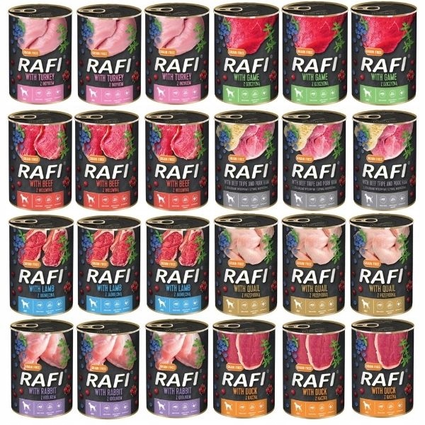 Vlhké krmivo pro psa Sada Rafi mix chutí 24x400 g adult