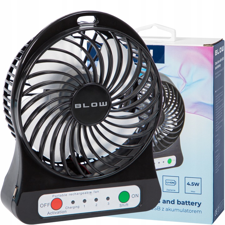VÝKONNÝ MINI STOLNÍ VENTILÁTOR USB S AKUMULÁTOREM