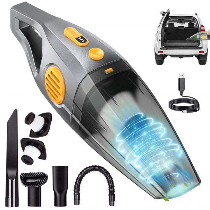 Vysavač Bezdrátový Bezsáčkový Auto Tichý Filtr + Koncovky