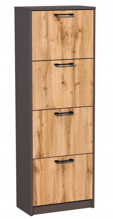 Vysoký výklopný botník IBOJA - grafitový / dub wotan