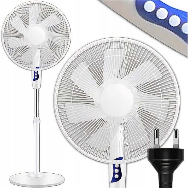 VENTILÁTOR VĚTRÁK STOJÍCÍ PODLAHOVÝ SILNÝ BÍLÝ TICHÝ 3 REŽIMY 50W 127cm