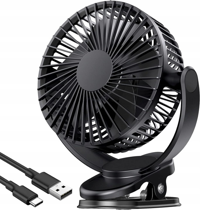 VÝKONNÝ VENTILÁTOR, DOMÁCÍ STOLNÍ VENTILÁTOR S USB KLIPEM, 3 ÚROVNĚ, TICHÝ