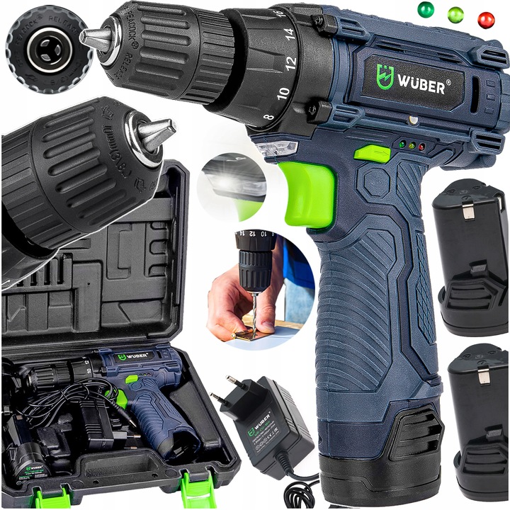 VELKÁ SADA AKU VRTAČKA /ŠROUBOVÁKŮ 2X AKUMULÁTOR + POUZDRO AKCE