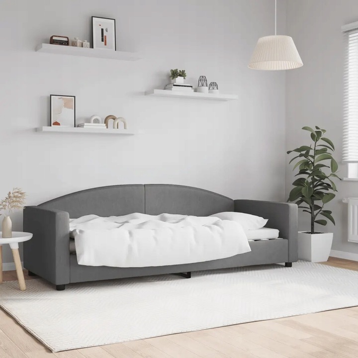 vidaXL Pohovka s funkcí spaní, tmavě šedá, 80 x 200 cm, čalouněná látkou