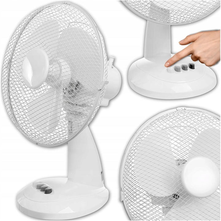 VENTILÁTOR STOLNÍ TICHÝ KANCELÁŘSKÝ VENTILÁTOR S VÝKONEM 40 W, OSCILACE, 3 REŽIMY