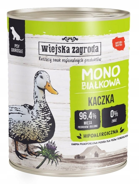 Wiejska Zagroda vlhké krmivo pro psy MONOPROTEINOVÁ kachna BEZ OBILOVIN - 800 g