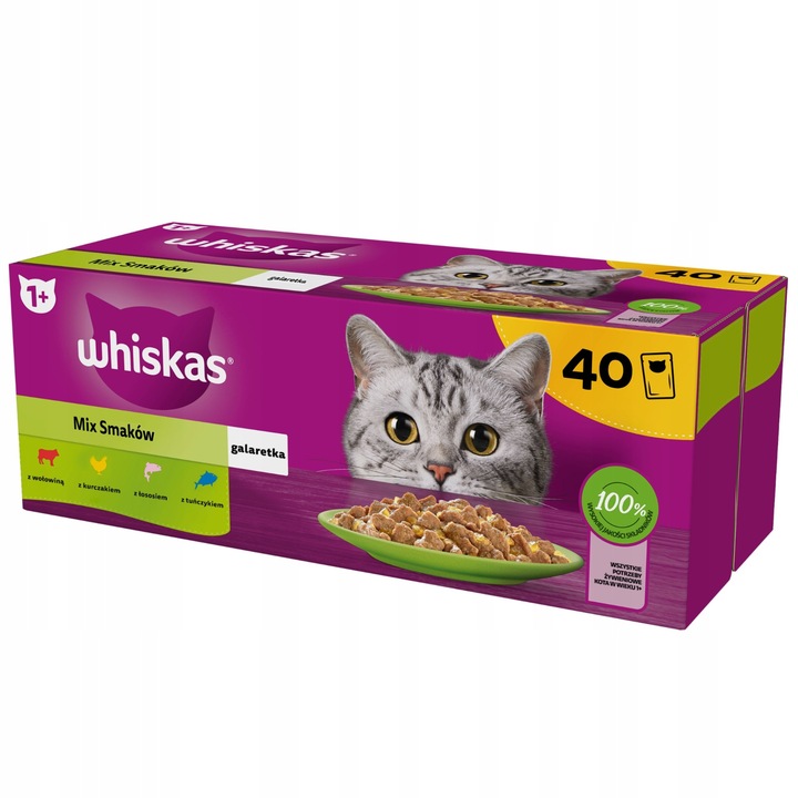 WHISKAS mokré krmivo pro kočky mix chutí v želé sáčcích 40x85 g