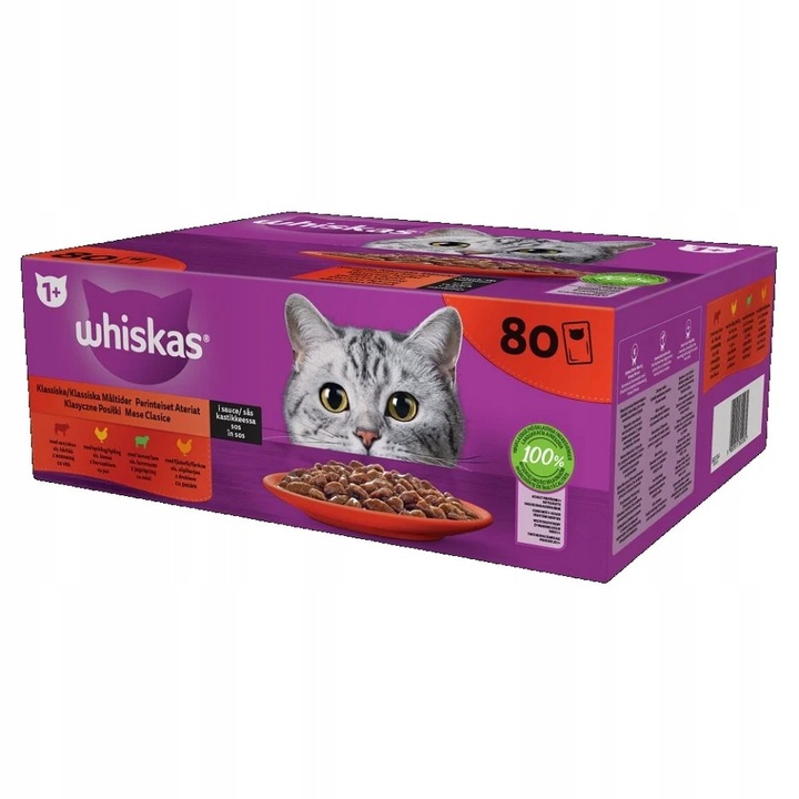 WHISKAS Adult kapsička Klasické krmivo pro kočky v omáčce 80x85 g