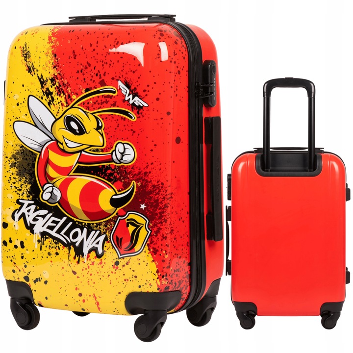 WINGS JAGIELLONIA Kufr malý KABINOVÝ polykarbon ZAVAZADLA 4 kolečka TVRDÝ