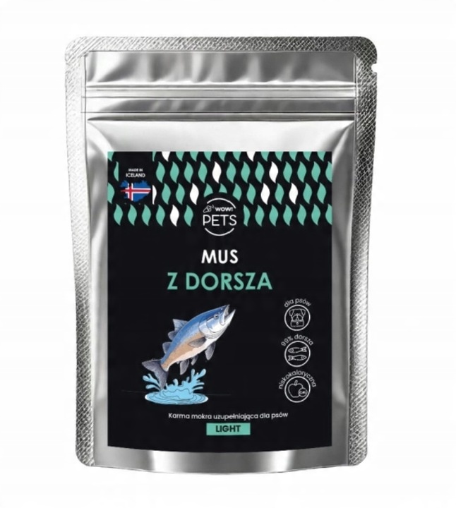WOW HAU TRESČÍ PĚNA PRO PSA S NADVÁHOU LIGHT 100g LEHCE STRAVITELNÉ JÍDLO AKCE