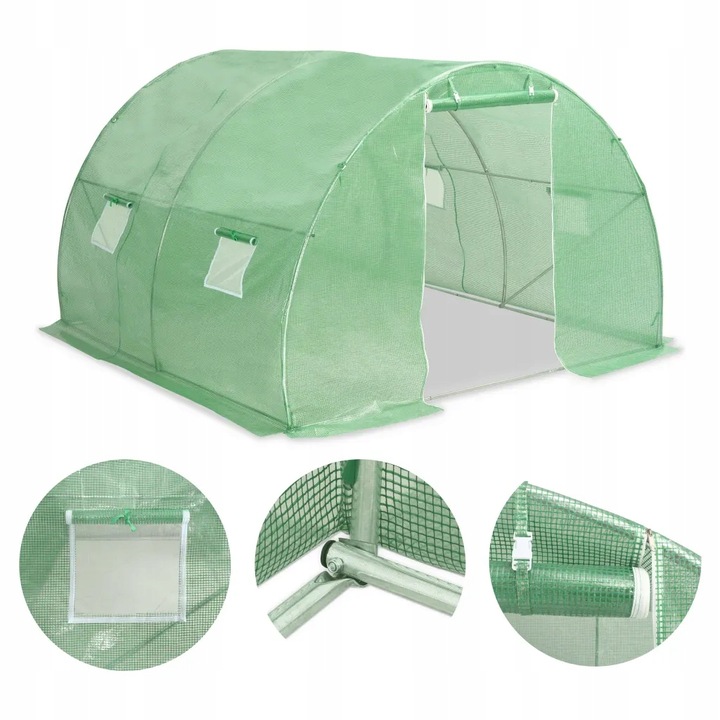 Zelený skleník PE 140 g/m² 300 x 300 x 200 cm s okny a dveřmi AKCE