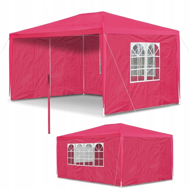 ZAHRADNÍ PAVILON STAN 3x4 m + 4 STĚNY OKNA ČERVENÝ PEVNÝ