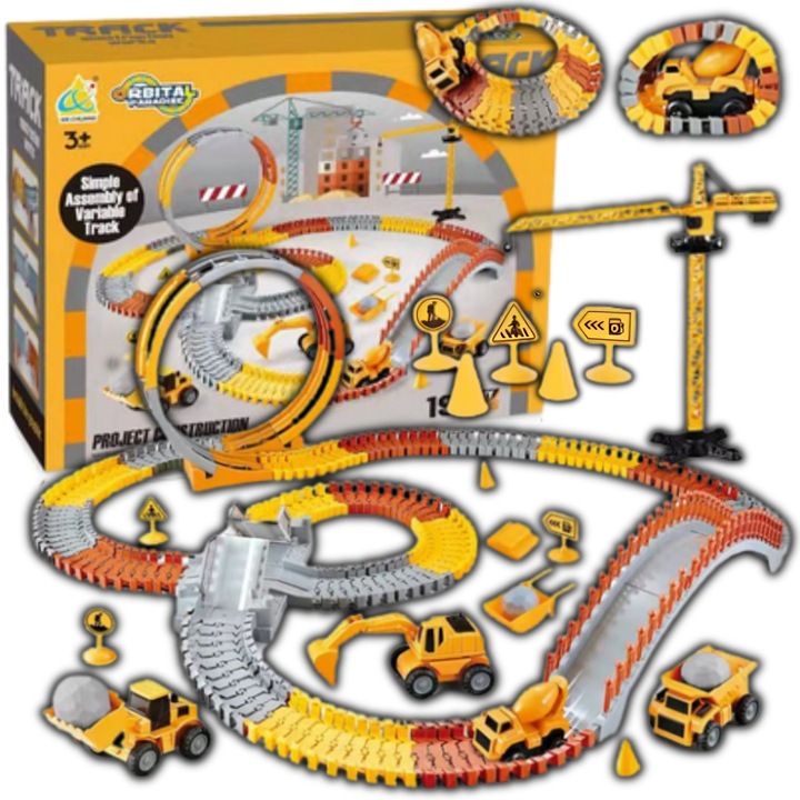 Závodní Autodráha Velká Stavebnice Auto Set Puzzle 190 dílků