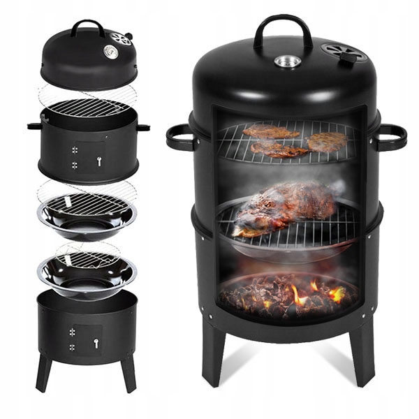 Zahradní Stojací Uhlíkový Gril BBQ Smoker na Grilování a Uzení