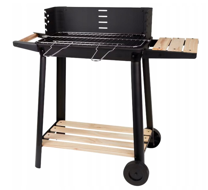 Zahradní gril na dřevěné uhlí na kolečkách 49 x 28 cm černý BBQ