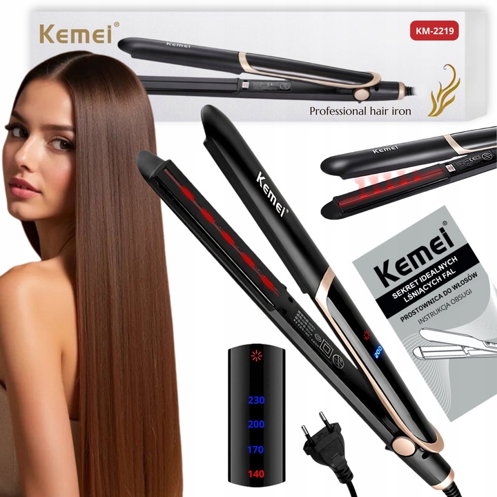 ŽEHLIČKA NA VLASY NA VLASY S IONIZACÍ MULTIFUNKČNÍ VLNY LOKNY 2V1 PRO KEMEI