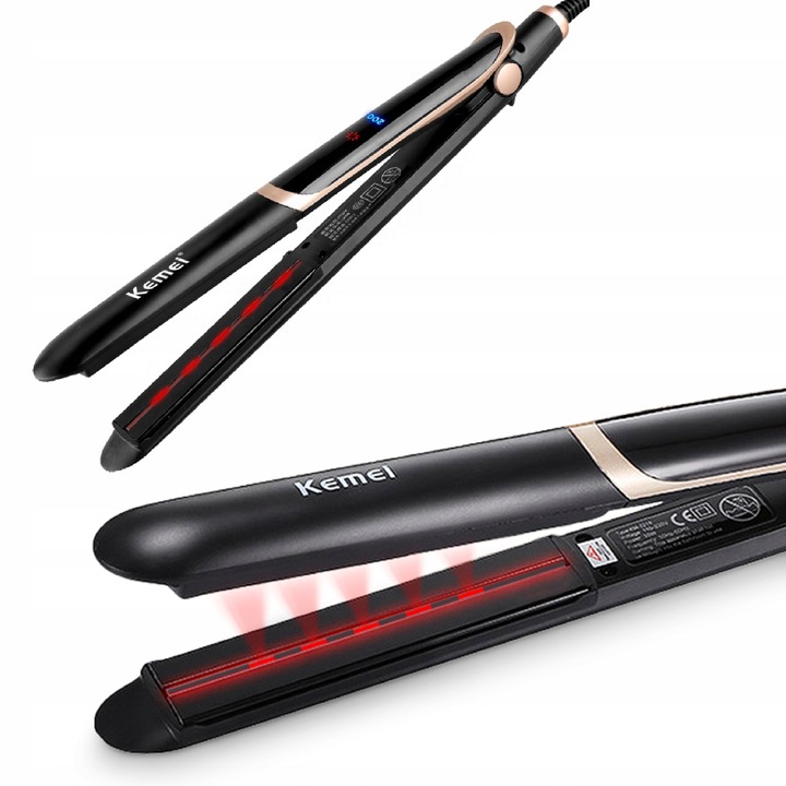 Žehlička Na Vlasy na vlasy s infračerveným zářením a ionizací + KULMA 2v1 PRO KAMEI