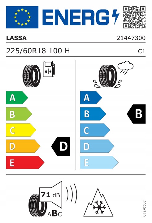 Zimní pneumatika Lassa Competus Winter 2+ 225/60R18 100H, přilnavost na sněhu (3PMSF)