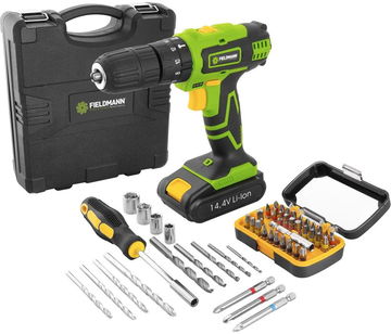 FIELDMANN Vrtačka AKU 14,4V s příklepem a příslušenstvím FDV 10352-55AR (1x2 Ah)