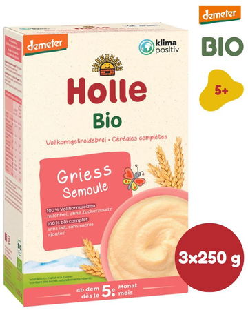 HOLLE BIO krupičná kaše 3× 250 g