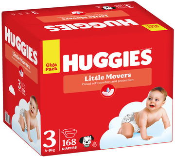 HUGGIES Little Movers vel. 3 (168 ks) nejlevnější