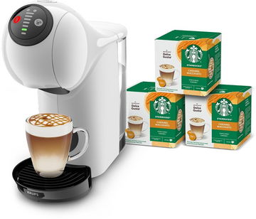 KRUPS KP243110CE Nescafé Dolce Gusto Genio S dárkový set s 36 kapslemi STARBUCKS Caramel Macchiato espressa na kapsle