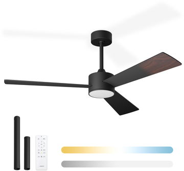 NOATON 13132WWL Lepus stropní ventilátor se světlem, černá a tmavě hnědá