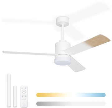 NOATON 14132WWL Canis stropní ventilátor se světlem, bílá a světle hnědá